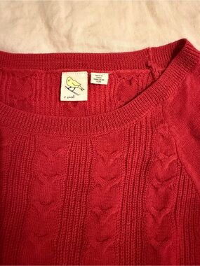 Anthropologie Red-Orange Cable Knit Sweater high/low cropped - XS